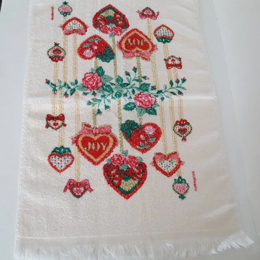 Vintage Holiday Kitchen Towel Joy Heart Ornaments *AS IS*